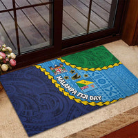 Malampa Fiji Day Rubber Doormat National Symbols with Tapa Tribal and Polynesian Tattoo