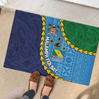 Malampa Fiji Day Rubber Doormat National Symbols with Tapa Tribal and Polynesian Tattoo