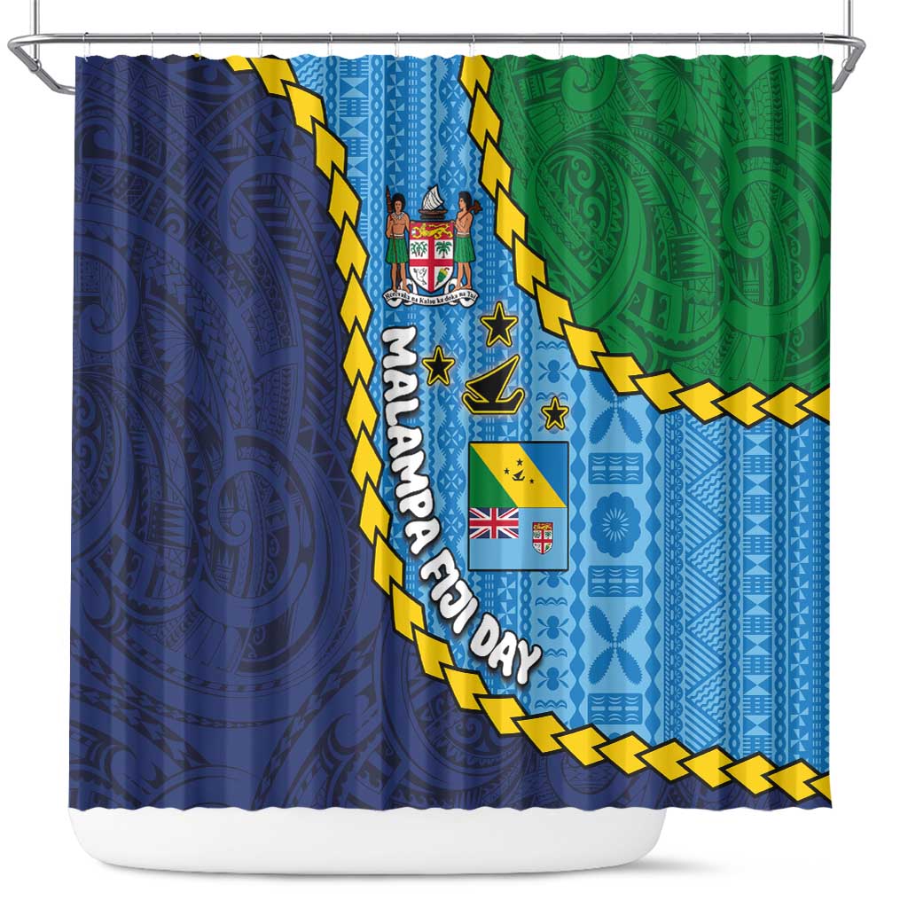 Malampa Fiji Day Shower Curtain National Symbols with Tapa Tribal and Polynesian Tattoo