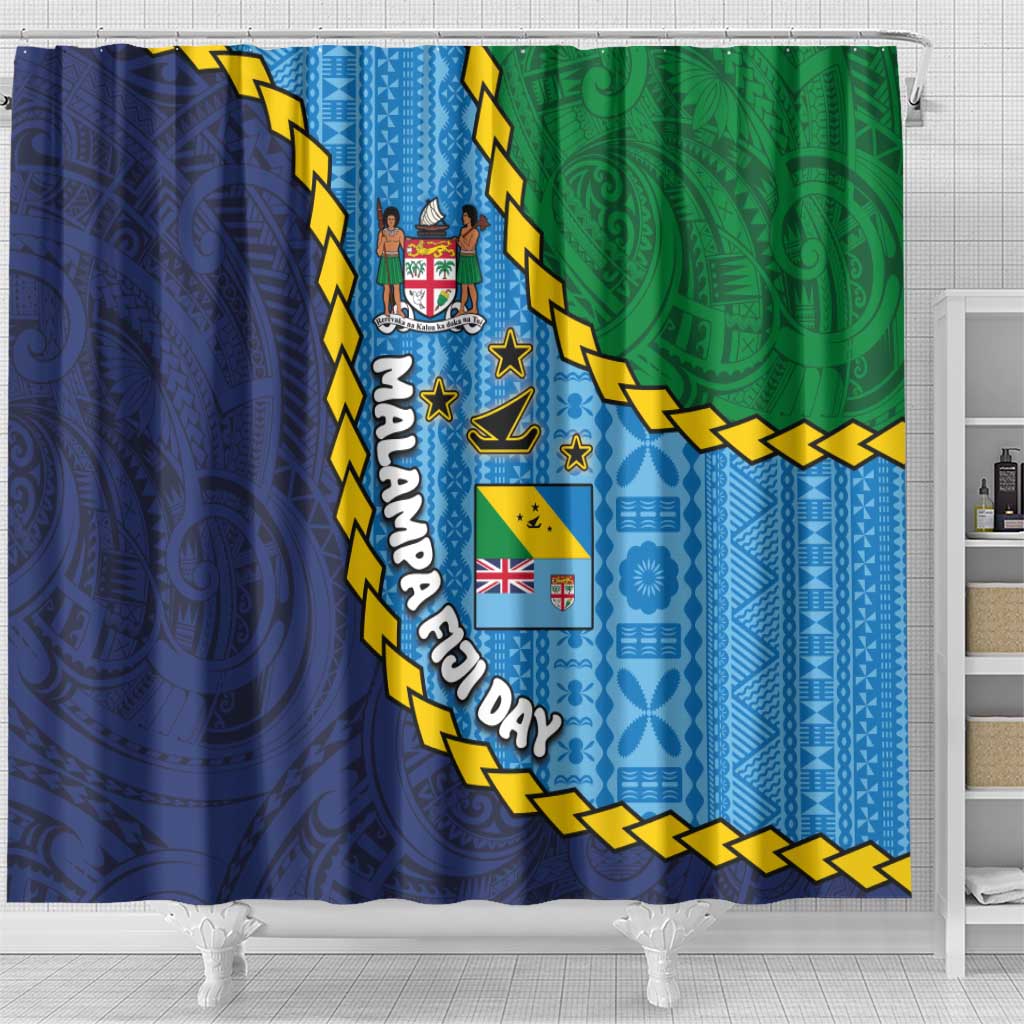 Malampa Fiji Day Shower Curtain National Symbols with Tapa Tribal and Polynesian Tattoo