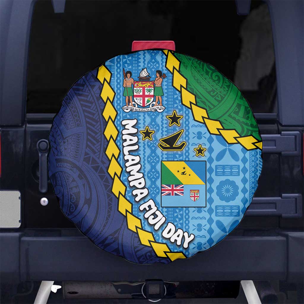 Malampa Fiji Day Spare Tire Cover National Symbols with Tapa Tribal and Polynesian Tattoo