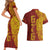 Tonga 676 Ngatu Tribal Tattoo Couples Matching Short Sleeve Bodycon Dress and Hawaiian Shirt