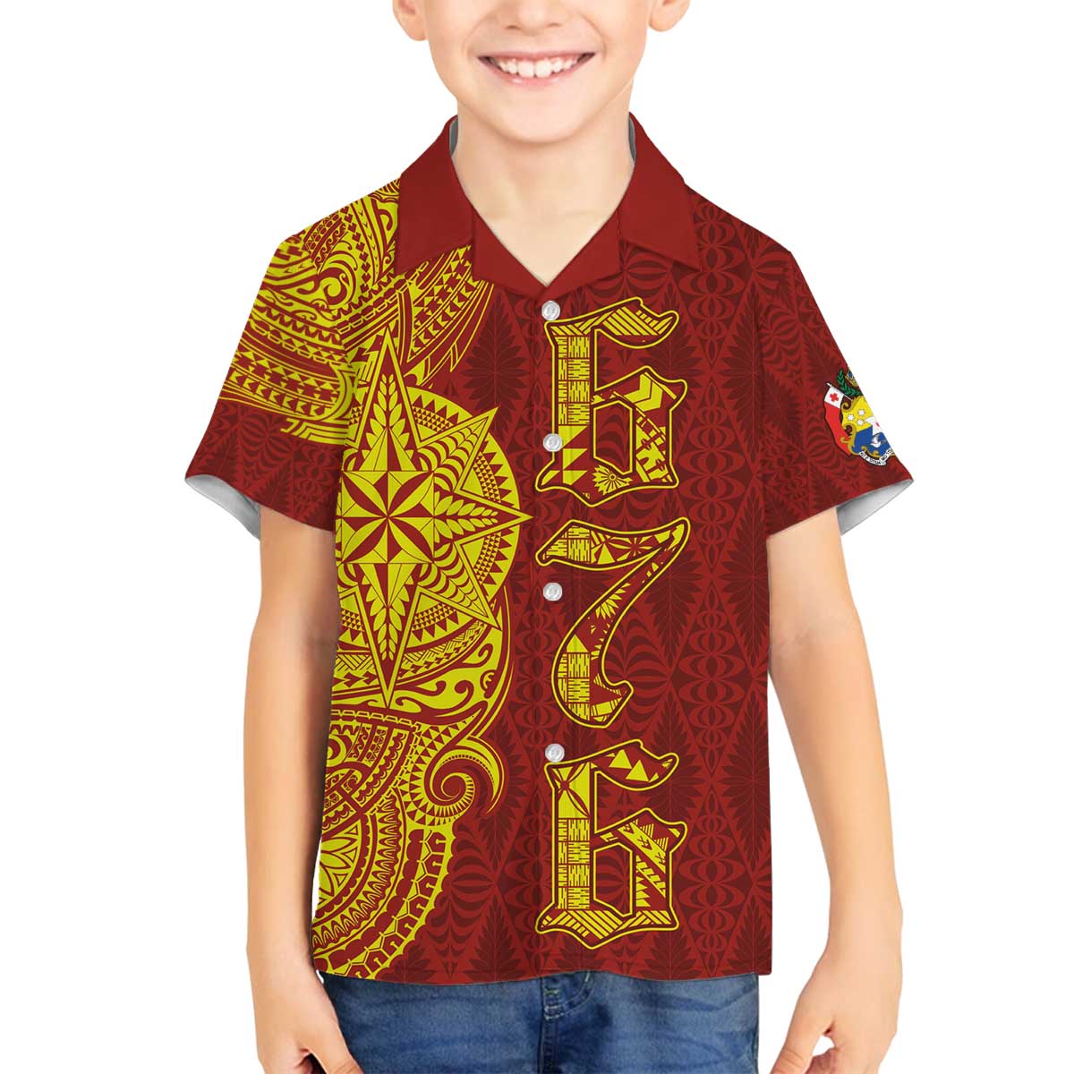 Tonga 676 Ngatu Tribal Tattoo Family Matching Off Shoulder Short Dress and Hawaiian Shirt