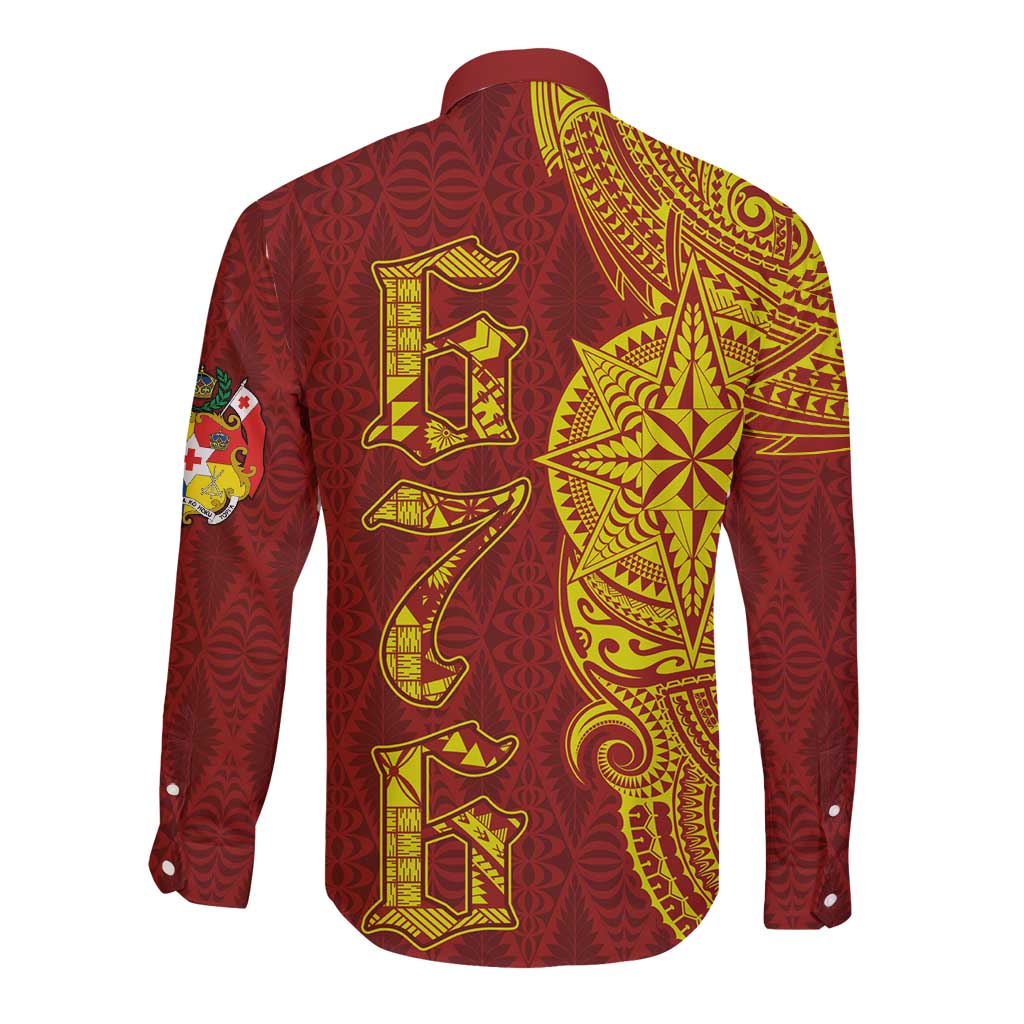 Tonga 676 Ngatu Tribal Tattoo Long Sleeve Button Shirt LT03 - Polynesian Pride