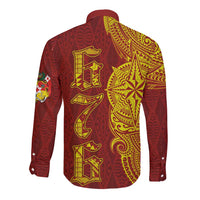 Tonga 676 Ngatu Tribal Tattoo Long Sleeve Button Shirt LT03 - Polynesian Pride