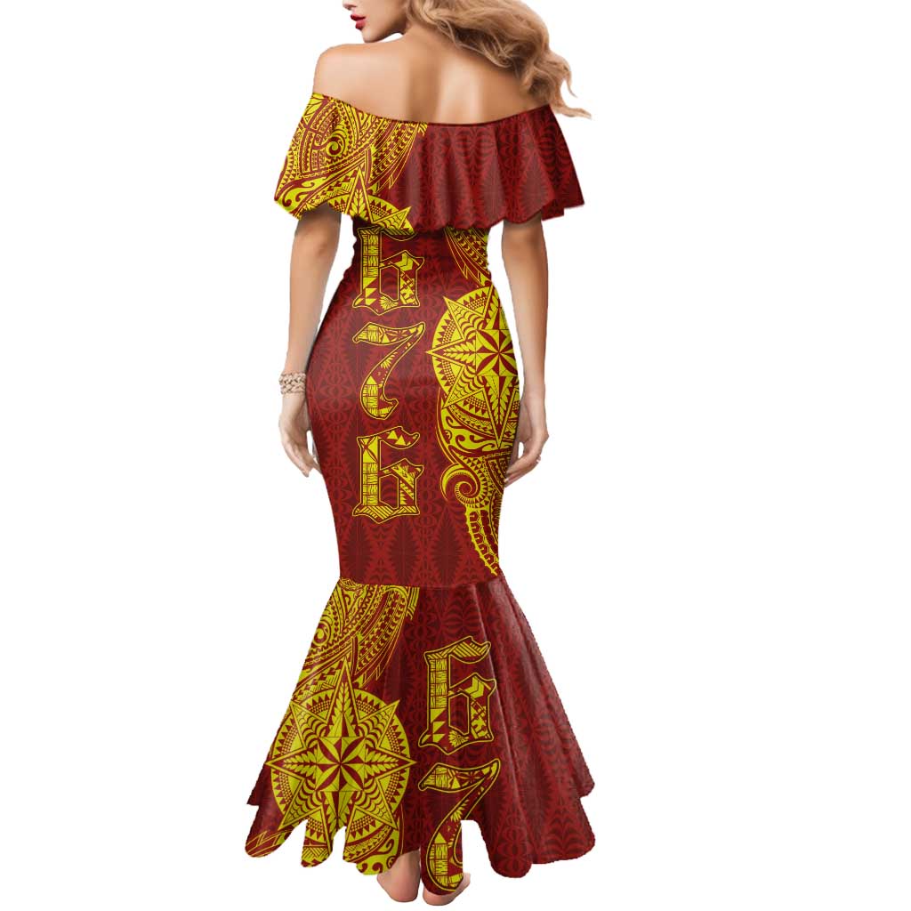 Tonga 676 Ngatu Tribal Tattoo Mermaid Dress