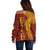 Tonga 676 Ngatu Tribal Tattoo Off Shoulder Sweater