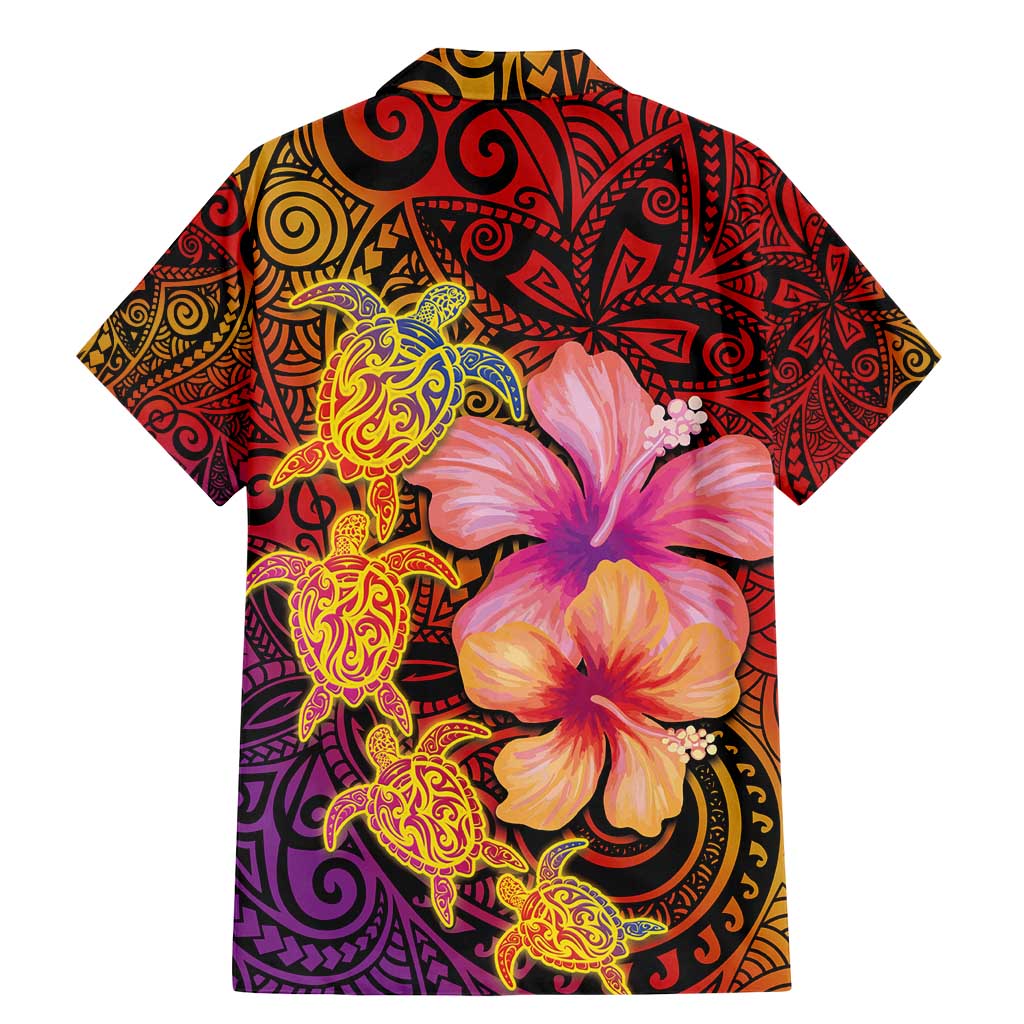 Hawaiian Hibiscus Turtle Tribal Polynesian Pattern Family Matching Mermaid Dress and Hawaiian Shirt Colorful Color LT03 - Polynesian Pride