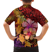 Hawaiian Hibiscus Turtle Tribal Polynesian Pattern Family Matching Puletasi and Hawaiian Shirt Colorful Color LT03 - Polynesian Pride