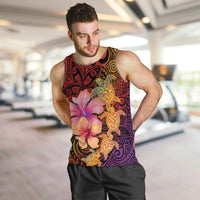 Hawaiian Hibiscus Turtle Tribal Polynesian Pattern Men Tank Top Colorful Color LT03 Red - Polynesian Pride