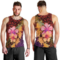 Hawaiian Hibiscus Turtle Tribal Polynesian Pattern Men Tank Top Colorful Color LT03 - Polynesian Pride