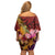 Hawaiian Hibiscus Turtle Tribal Polynesian Pattern Off Shoulder Short Dress Colorful Color