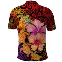 Hawaiian Hibiscus Turtle Tribal Polynesian Pattern Polo Shirt Colorful Color