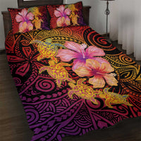 Hawaiian Hibiscus Turtle Tribal Polynesian Pattern Quilt Bed Set Colorful Color LT03 Red - Polynesian Pride