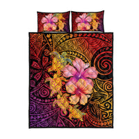 Hawaiian Hibiscus Turtle Tribal Polynesian Pattern Quilt Bed Set Colorful Color LT03 - Polynesian Pride