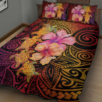 Hawaiian Hibiscus Turtle Tribal Polynesian Pattern Quilt Bed Set Colorful Color LT03 - Polynesian Pride
