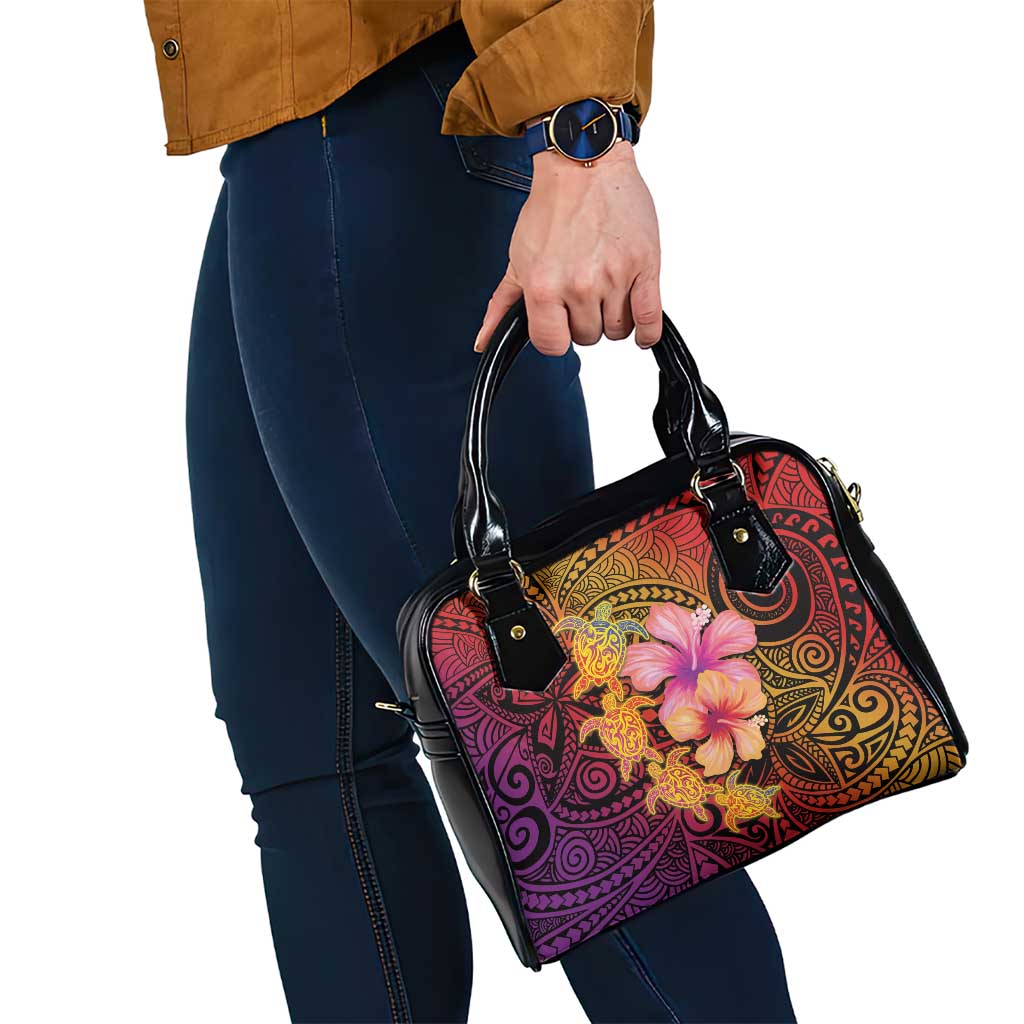 Hawaiian Hibiscus Turtle Tribal Polynesian Pattern Shoulder Handbag Colorful Color LT03 - Polynesian Pride