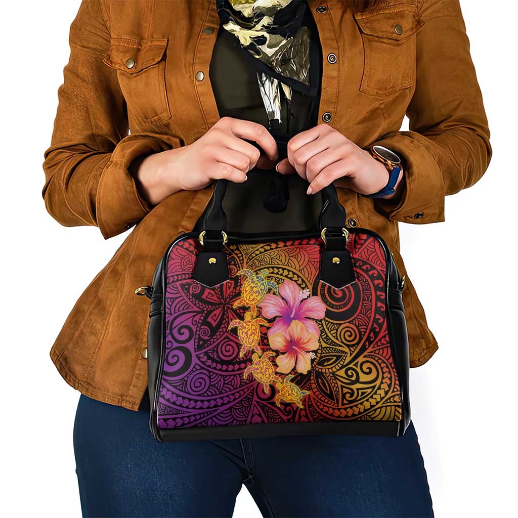 Hawaiian Hibiscus Turtle Tribal Polynesian Pattern Shoulder Handbag Colorful Color LT03 - Polynesian Pride