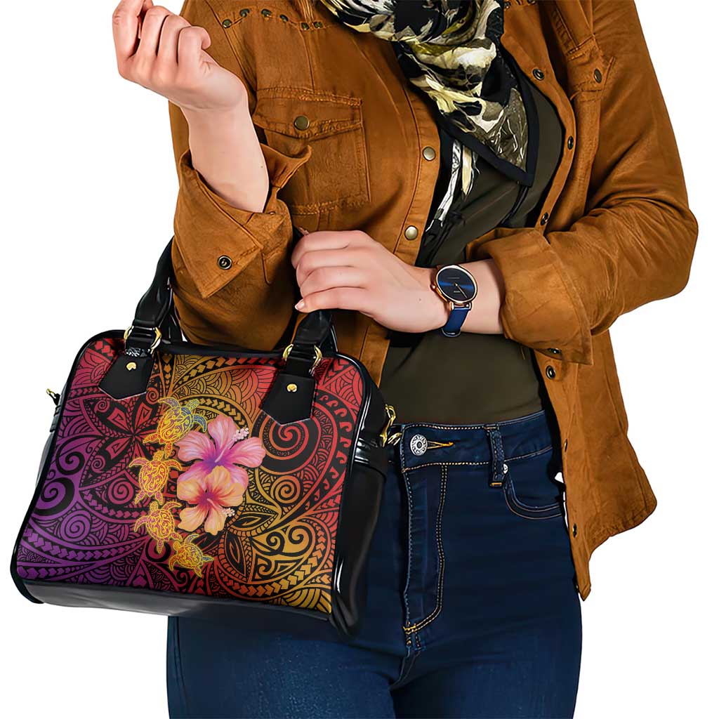 Hawaiian Hibiscus Turtle Tribal Polynesian Pattern Shoulder Handbag Colorful Color LT03 - Polynesian Pride