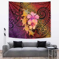 Hawaiian Hibiscus Turtle Tribal Polynesian Pattern Tapestry Colorful Color LT03 Red - Polynesian Pride
