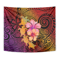 Hawaiian Hibiscus Turtle Tribal Polynesian Pattern Tapestry Colorful Color LT03 - Polynesian Pride