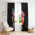 Hawaiian Hibiscus Turtle Tribal Polynesian Pattern Window Curtain Black Color