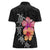 Hawaiian Hibiscus Turtle Tribal Polynesian Pattern Women Polo Shirt Black Color