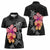 Hawaiian Hibiscus Turtle Tribal Polynesian Pattern Women Polo Shirt Black Color