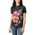 Hawaiian Hibiscus Turtle Tribal Polynesian Pattern Women Polo Shirt Black Color