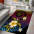 Hawaiian Plumeria Turtle Tribal Spiral Polynesian Tattoo Area Rug Fanciful Color