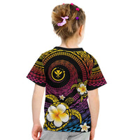 Hawaiian Plumeria Turtle Tribal Spiral Polynesian Tattoo Kid T Shirt Fanciful Color LT03 - Polynesian Pride