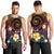 Hawaiian Plumeria Turtle Tribal Spiral Polynesian Tattoo Men Tank Top Fanciful Color