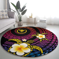 Hawaiian Plumeria Turtle Tribal Spiral Polynesian Tattoo Round Carpet Fanciful Color