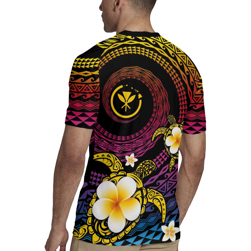 Hawaiian Plumeria Turtle Tribal Spiral Polynesian Tattoo Rugby Jersey Fanciful Color