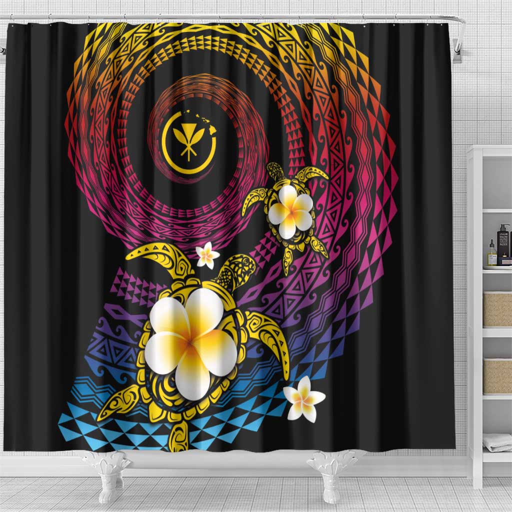 Hawaiian Plumeria Turtle Tribal Spiral Polynesian Tattoo Shower Curtain Fanciful Color LT03 - Polynesian Pride