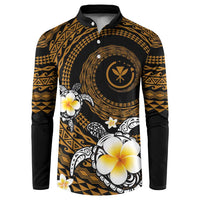 Hawaiian Plumeria Turtle Tribal Spiral Polynesian Tattoo Button Sweatshirt Gold Color LT03 Gold - Polynesian Pride