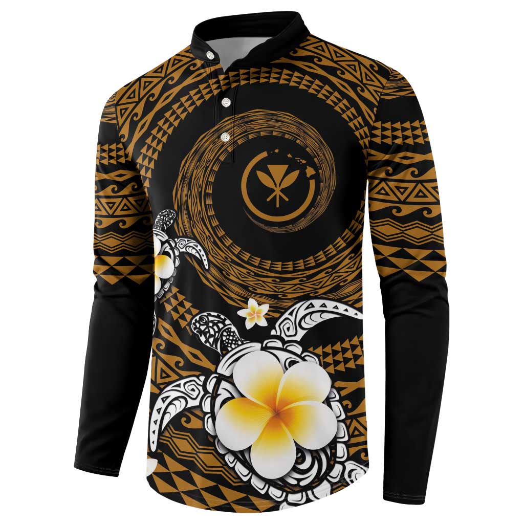 Hawaiian Plumeria Turtle Tribal Spiral Polynesian Tattoo Button Sweatshirt Gold Color LT03 - Polynesian Pride
