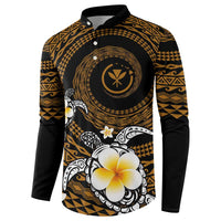Hawaiian Plumeria Turtle Tribal Spiral Polynesian Tattoo Button Sweatshirt Gold Color LT03 - Polynesian Pride