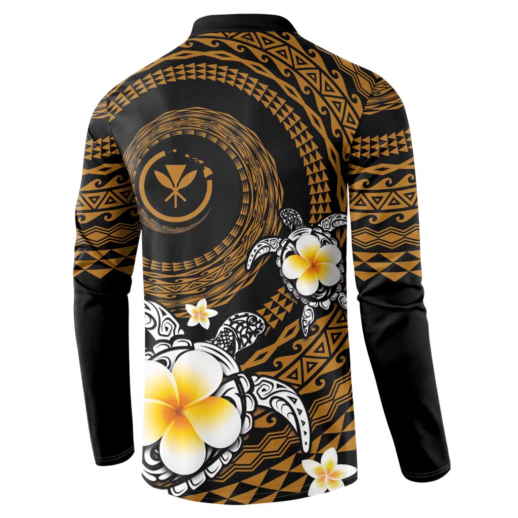 Hawaiian Plumeria Turtle Tribal Spiral Polynesian Tattoo Button Sweatshirt Gold Color LT03 - Polynesian Pride