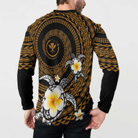 Hawaiian Plumeria Turtle Tribal Spiral Polynesian Tattoo Button Sweatshirt Gold Color LT03 - Polynesian Pride