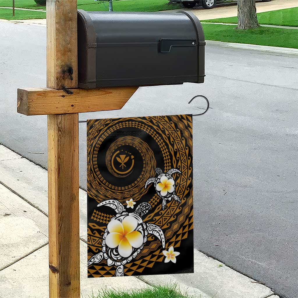 Hawaiian Plumeria Turtle Tribal Spiral Polynesian Tattoo Garden Flag Gold Color