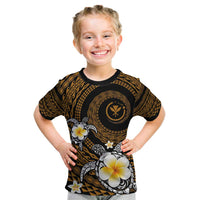Hawaiian Plumeria Turtle Tribal Spiral Polynesian Tattoo Kid T Shirt Gold Color LT03 Gold - Polynesian Pride