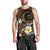 Hawaiian Plumeria Turtle Tribal Spiral Polynesian Tattoo Men Tank Top Gold Color