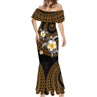 Hawaiian Plumeria Turtle Tribal Spiral Polynesian Tattoo Mermaid Dress Gold Color