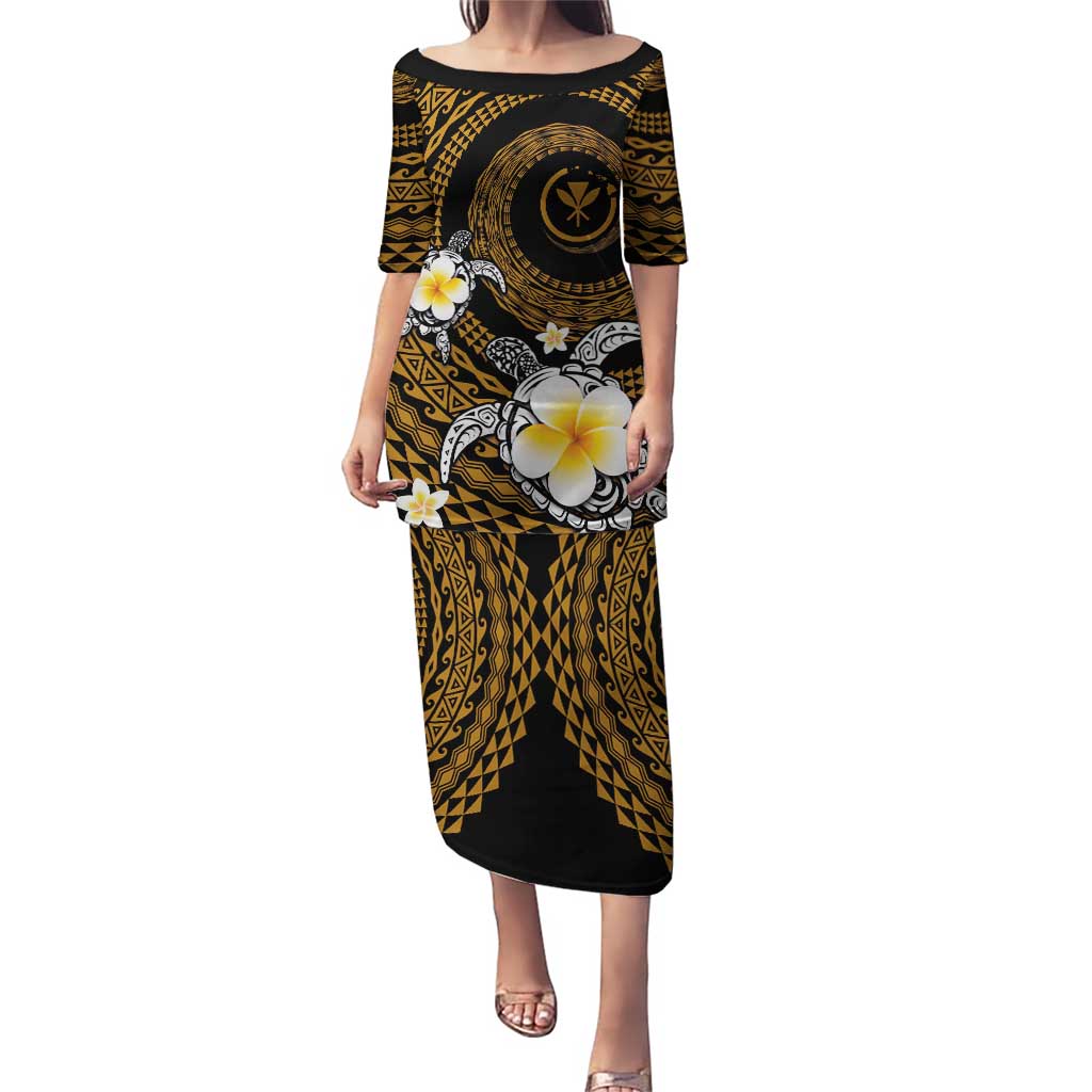 Hawaiian Plumeria Turtle Tribal Spiral Polynesian Tattoo Puletasi Gold Color