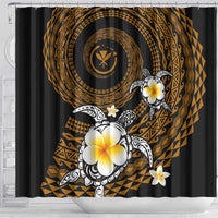 Hawaiian Plumeria Turtle Tribal Spiral Polynesian Tattoo Shower Curtain Gold Color LT03 - Polynesian Pride