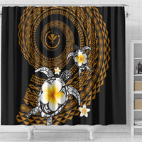 Hawaiian Plumeria Turtle Tribal Spiral Polynesian Tattoo Shower Curtain Gold Color LT03 - Polynesian Pride