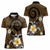 Hawaiian Plumeria Turtle Tribal Spiral Polynesian Tattoo Women Polo Shirt Gold Color