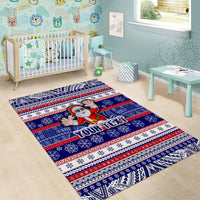 Custom American Samoa Christmas Area Rug Samoan Coat of Arms and Cool Santa Ornament Style LT03 - Polynesian Pride