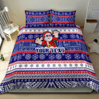 Custom American Samoa Christmas Bedding Set Samoan Coat of Arms and Cool Santa Ornament Style LT03 - Polynesian Pride